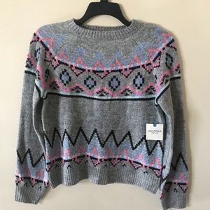 Arizona Jean Company Grey/Multi Sweater. Large. NEW!!